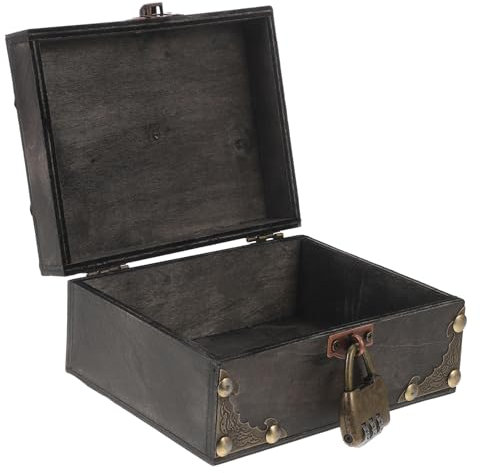 Cabilock Schatzkiste Aus Holz Mit Vorhängeschloss Vintage-schmuckaufbewahrung Für Uhren Brillen Schmuckaufbewahrungsbox Dekorative Box