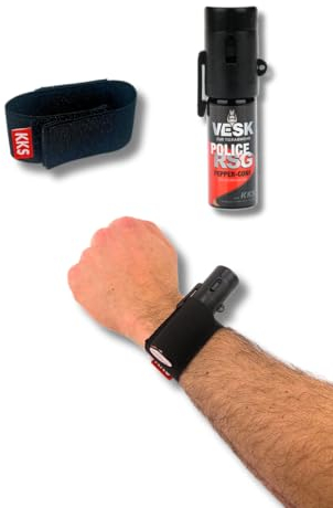 Pfefferspray 15ml VESK Police RSG Breitstrahl mit Armband Holster Halterung Klettverschluss