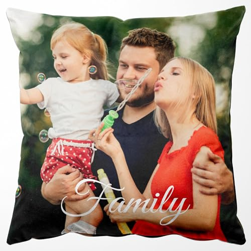 Cojin Personalizado con Foto y Texto, Personalizada con Impresión a 2 Cara | Relleno Opcional, Cojín con Terciopelo, Regalos Originales para Pareja, Novio, Novia, Padre, Madre
