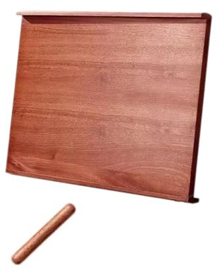Grande planche à pâtisserie double face en bois avec rebord et rainure à jus - Planche à découper réversible pour rouler la pâte, table de cuisine, essentiel (80 cm)