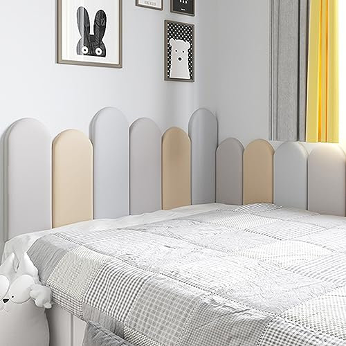 Weiche gepolsterte Wandpaneele für Kinder, zum Abziehen und Aufkleben, Anti-Kollisionstapete, grau, 49,8 x 19,8 cm, Set mit 22,9 cm