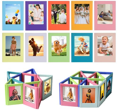 10 Piezas Mini Marco de Fotos Magnético Colorido 8.8 X 6.5 cm Mini Marcos de Fotos Magnéticos 3 Pulgadas Marco Magnetico, Combinación Intercambiable Creativo Marco de Fotos Magnético para Refrigerador