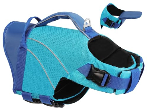Giubbotto Salvagente per Cani di Taglia Media - Giubbotto di Sicurezza Regolabile con Maniglia e Strisce Riflettenti, Taglia XS-XXL, per Mare, Piscina, Lago, Canoa | KONVINIT Dog Life Jacket