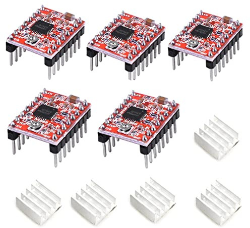 Qerwsdty 5 StüCke A4988 Stepstick Schrittmotortreibermodul mit KüHlköRper für 3D Drucker Reprap Geeignet
