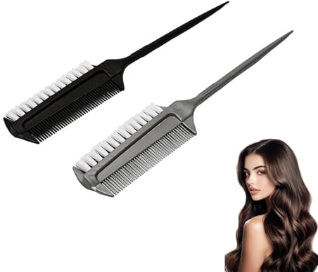 Hsyadazi 2 Stück Haarfärbepinsel Set – Professioneller Färbekamm für DIY-Haarfärbung, Haarfarbapplikator mit breiter Bürste – Ideal für Salon, Friseur & Zuhause (Schwarz + Grau)