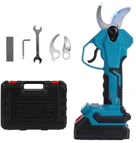 Tijeras de Podar Electricas 40MM, Tijeras de Podar Profesional con Baterías 1500mAh 21V/18V, Motor sin Escobillas, Tijera de Podar Inalámbricas para Jardinería, Vides, Ramas, Arbustos, Troncos