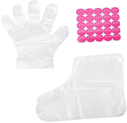 PACKOVE Professionelle Peelinghandschuhe Fußmasken Satz Praktische Einweg Hand und Fußpflegeüberzüge für Haushalt Feuchtigkeitsspendend Transparent Multifunktional für Fuß Zufälliger Stil