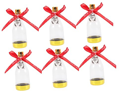 Angoily 6 Stück Sektflaschen Geschenkschachteln für Hochzeitsfeiern | Kunststoff und Seidenstoff, Flaschenform mit Schlichtem Design, Geeignet für Gastgeschenke