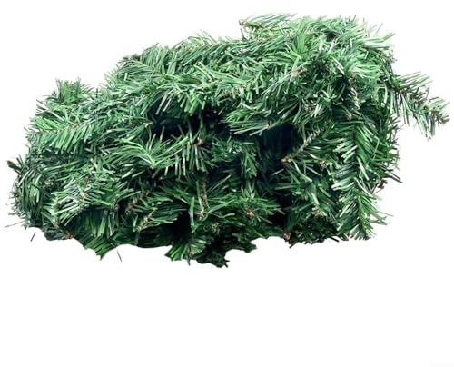Eawfgtuw Guirnalda de Navidad artificial de pino verde, corona de abeto para decoración navideña para el hogar, escaleras, chimenea, tienda, exhibición, interior, exterior, decoración festiva