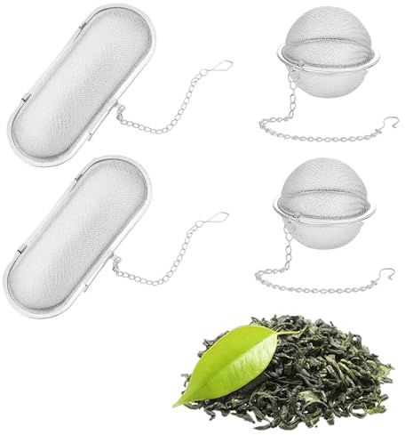 4 Stück Gewürzei, Teeei, Gewürzsieb zum Mitkochen für Losen Tee, Feinmaschiger Teefilter Gewürz Ei Verschiedenen Größen Gewürze und Gewürzsäckchen