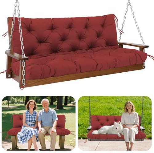 GPCHZM Hollywoodschaukel Auflage 150cm Wasserdicht Gartenbank Auflage Verdickt(12.5cm) Mit Rückenlehne Schaukelbank Auflage für Hollywoodschaukel Sitzbank Gartenbank Terrasse Hinterhof Rasen Veranda