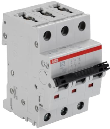 ABB S203-B50 Leitungsschutzschalter - 3-polig 50A Sicherungsautomat Typ B | Charakteristik B - 6 kA Schaltvermögen - Hutschienenmontage - Zuverlässige Industriequalität - 2CDS253001R0505