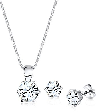 Elli Jewelry Set Classic Crystals in 925 Sterling Silver