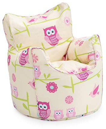 Ready Steady Bed Poltrona per bambini, pouf, comoda mobilia per bambini, morbida e sicura per bambini, per sala giochi, sedia ergonomica (gufi)