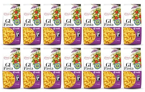 Fusilli Nudeln für Diabetiker & Low Carb | Hergestellt aus Hartweizen | Low-Carb-Diät | Glykämischer Index 38 (14er pack)