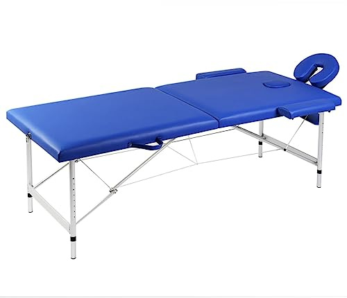 vidaXL Massageliege Klappbar 2-Zonen mit Aluminiumgestell Blau