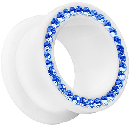 Piersando Flesh Tunnel Ohr Plug Piercing Ohrpiercing Schraub Ohrtunnel Kunststoff mit Kristallen