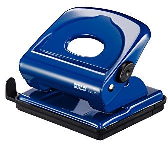 Rapid 5000283 hålslag (25 ark, stoppskena med formatspecifikationer, metall, FMC25) blå