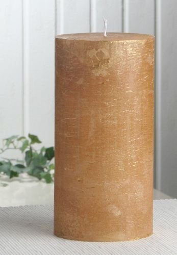 CandleCorner Rustik-Kerze, 20 x 10 cm Ø, Gold-metallic, Unparfümiert