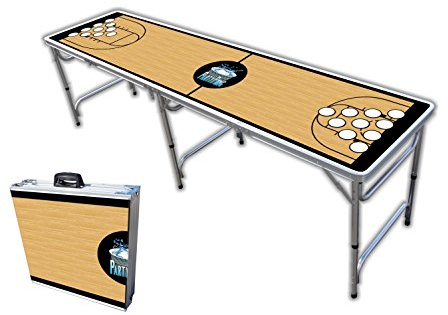 PARTYPONG 8-Foot Beer Pong Table w/Cup Holes - Basketball Court Graphic