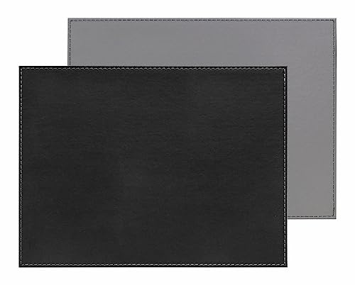 FREEFORM Duo Platzset rechteckig, Kunstleder, beidseitig verwendbar | Tischset, Schwarz/Grau, wendbar, formstabil, pflegeleicht, hitzebeständig bis 90 °C, flach lagerbar, elegant, praktisch