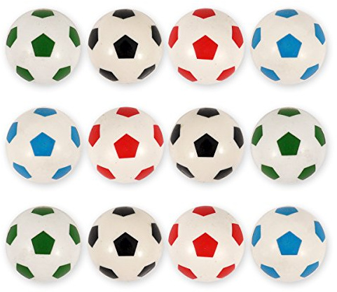 PartyPackTM 12 x Fußball-Hüpfbälle für Kindergeburtstag Jungen und Mädchen / Mitgebsel / Kindergeburtstag Gastgeschenke / Gummiball / Hüpfball / Fußball-Party-Hüpfball-Set