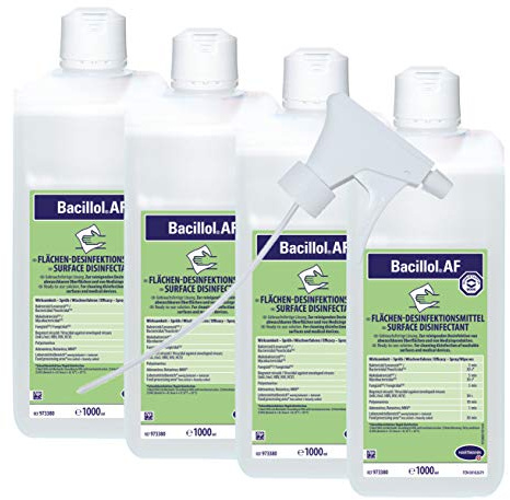 4 x Bacillol AF 1000 ml Schnelldesinfektionsmittel + 1 x Medi-Inn Sprühkopf