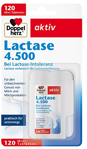 Doppelherz Lactase 4.500 - bei Lactose-Intoleranz - Lactase verbessert die Lactoseverdauung - 120 Tabletten im praktischen Klickspender