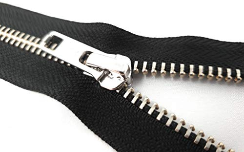 Unbekannt YKK Nicht teilbarer Reißverschluss aus Metall mit Zipper in Silber für Röcke, Hosen, Taschen in Schwarz 16 cm