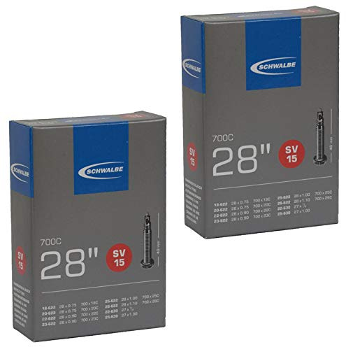 Schwalbe 700 x 18-28c Road Bike Inner Tubes - Presta 40mm Long Valve (Pair),Black