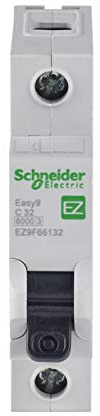 Schneider Electric Easy9 - MCB Miniature Circuit Breaker, 1 Pole, Type C, 6kA Breaking Capacity, 32A, 230V, EZ9F66132