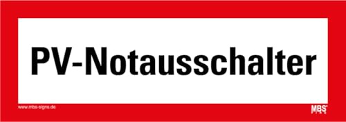 Aufkleber Hinweis Feuerwehr „PV-Notausschalter“ Folie nach DIN 4066 | 21x7,4 cm Made in Germany