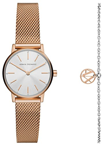 Armani Exchange Watch for Women, Quarz-Zweizeigerwerk und 28 mm Gehäusegröße mit Edelstahlarmband
