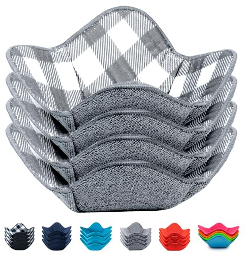 Aticca Microwave Bowl Cozy Holders for Hot Food Set of 4 Hot Pads for Bouillon Cups Multipurpose Heat Proof Plate Holder