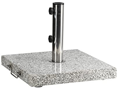 paramondo Sonnenschirmständer aus Granit, Schirmständer Quadratisch, 45 x 45 cm, mit 2 integrierten Rollen, inkl. Adapterhülsen & Montagematerial