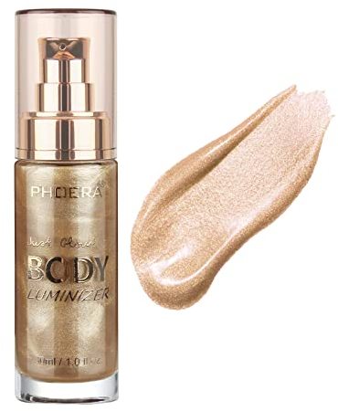 PHOERA High Gloss Waterproof Body Luminizer Glitter Face Shimmer Moisturizer Lotion Tan Cream Foundation Makeup Bronzer AQUAPURITY - 101 Rose Gold