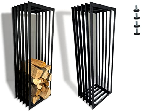 FLEXISTYLE Loywe Kaminholzregal Kaminholzhalter METAL ART Brennholzregal Feuerholzregal Kaminholzständer Brennholz Holzhalter aus Metall in Schwarz