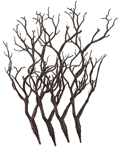 Homoyoyo 4 Pièces Bois Artificiel Branches D' Arbres Séchées Brindilles de Plantes Décoratives Branche Sèche en Plastique Décor pour Mariage Fête D' Halloween Maison Hôtel Décoration Brun