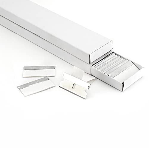 FOSHIO 200pcs ErsatzKlinge Edelstahl Metall Schaber ErsatzKlinge Razor Blades Safety Scraper Glue Knife Glass Cleaner Replacement Blade Car Labels Remover