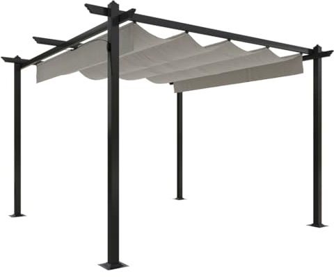 vidaXL Pavillon mit Ausziehbarem Dach Partyzelt Gartenzelt Festzelt Zelt Gartenpavillon Gazebo Gartenlaube Bierzelt Garten 3x3 m Creme