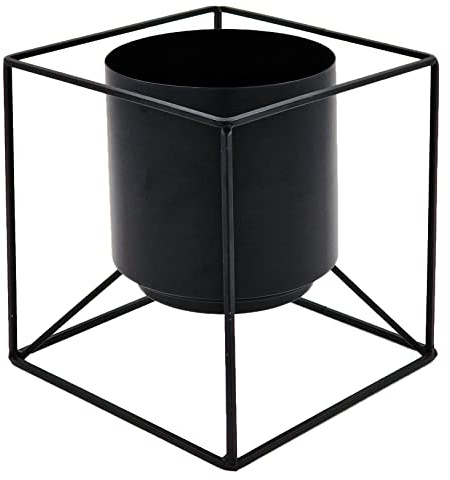 matrasa Design Übertopf VÄXTKUBER mit Würfel Gestell - Blumentopf Metall Schwarz - Scandi Blumen Depot Kubus 18x18x19cm