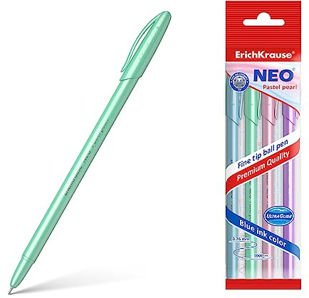 Kugelschreiber 0,26mm 4 Stück Blau - einfaches und weiches Schreiben - schlanke Form - Kullis & Schreibtischzubehör - Neo Pastel Pearl