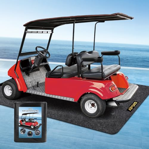 AIPSET Golf Cart Parking Mat, 9.18 x 4.92 ft Garage Floor Mat, Mechanic Pad for Most Golf Carts/UTV ATV/Motorcycle, Fast Oil Absorbent Waterproof Non-Slip, Prevents Floor Scratch and Stain