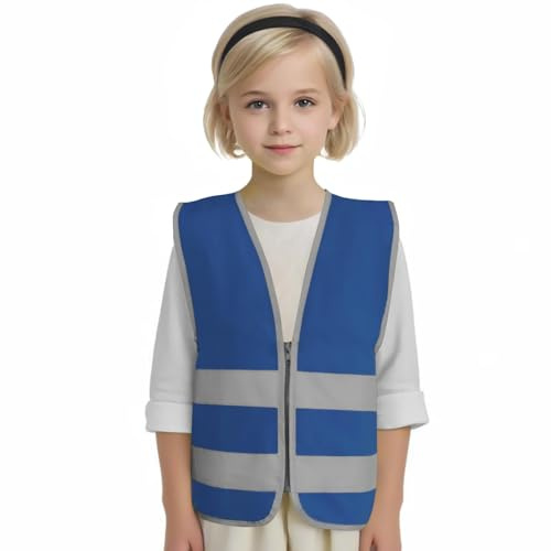 Uno Mejor Kids HI VIS Reflective Vests, Child Safety Vest Reflective for Boys Girls, Children's High Visibility Vest for Cycling Skiing, Blue, S