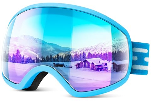 LOEO Snow Ski Goggles, Snowboard Goggles for Men, Women, Adult, Youth or Over 15 Years, Anti Fog, UV Protection Skiing Goggles
