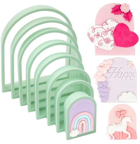 KALAIEN Arch Cookie Cutter, 8 Piece Cookie Cutter Set 3D Polymer Clay Cutter for Baby Shower/Birthday/Wedding/Rainbow/Easter Cookie Cutters