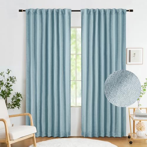 Tende oscuranti per cameretta dei bambini, 137 cm, in iuta corta, testurizzata, con linguetta posteriore, isolamento termico, 100 stanze, oscuranti, trattamento per finestre, per camera da letto dei