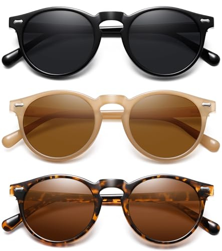 YMRFW Retro Small Round Polarized Sunglasses for Women Vintage Style Circle Sun Glasses UV Protection