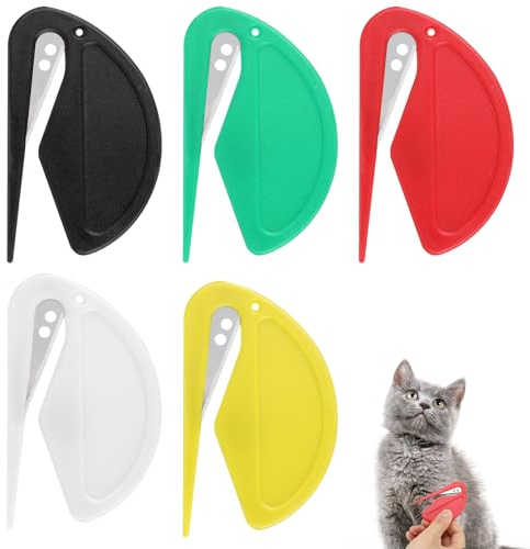 Knotting Comb, 5 Stück Entfilzungsmesser Knotenkamm für Katze mit Stahlklinge Entfilzer Pflegemesser Entfilzungskamm für Langhaarige Haustiere zum Entfernen von Verfilzungen