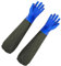 ZIGefofo 1 Paio Guanti Lunghi di Gomma Impermeabili 60cm Lanugine Guanti da Lavoro Antiscivolo Olio Guanti Protettivi da Cucina Riutilizzabili per Acquario Guanti da Stagno Donna Uomo (Blu)